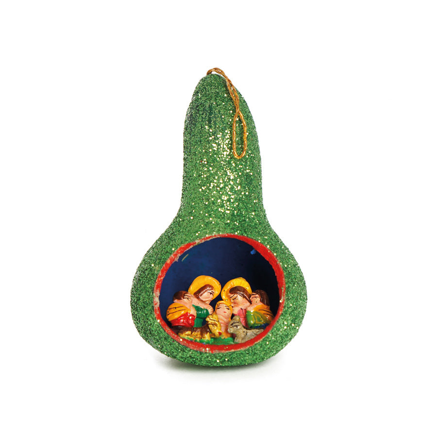 Kerststal-kalebas, glitter-groen